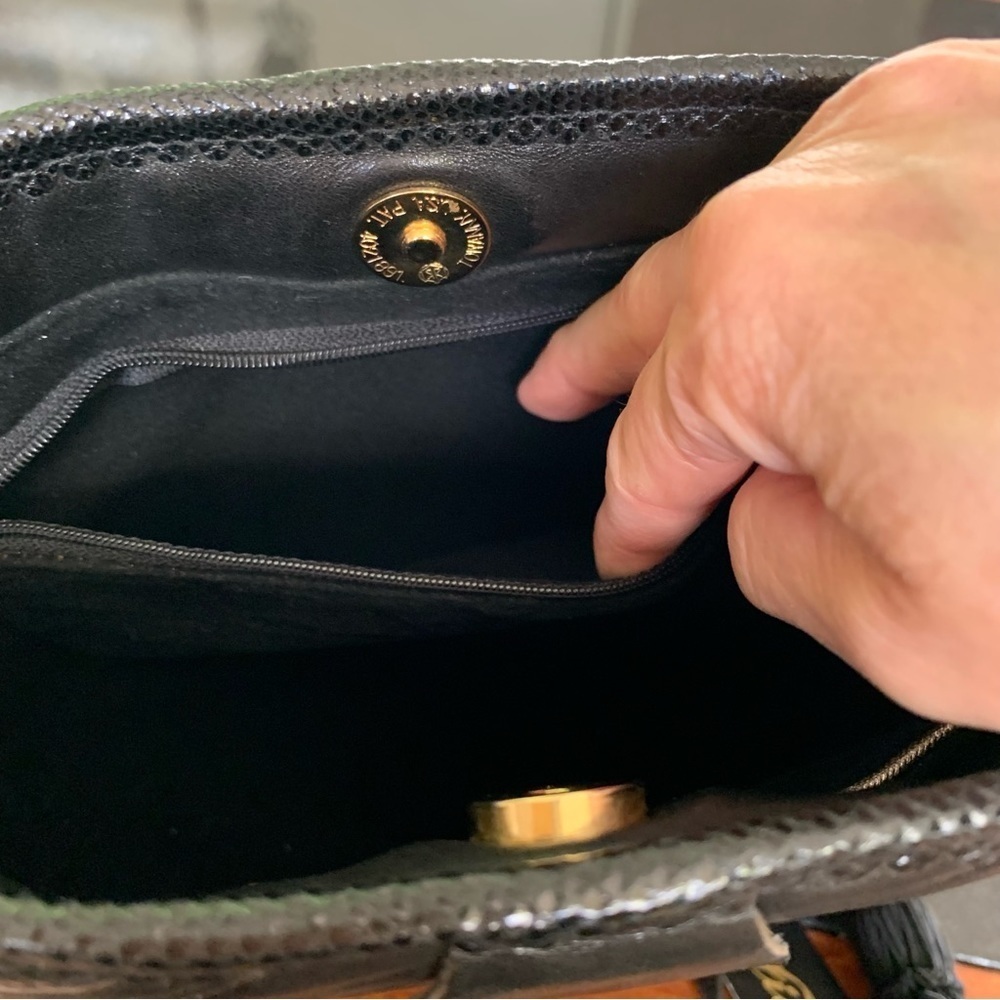 Vintage Carlos Fioro Italian Nubuck Black Leather Envelope Purse - Picture 11 of 16